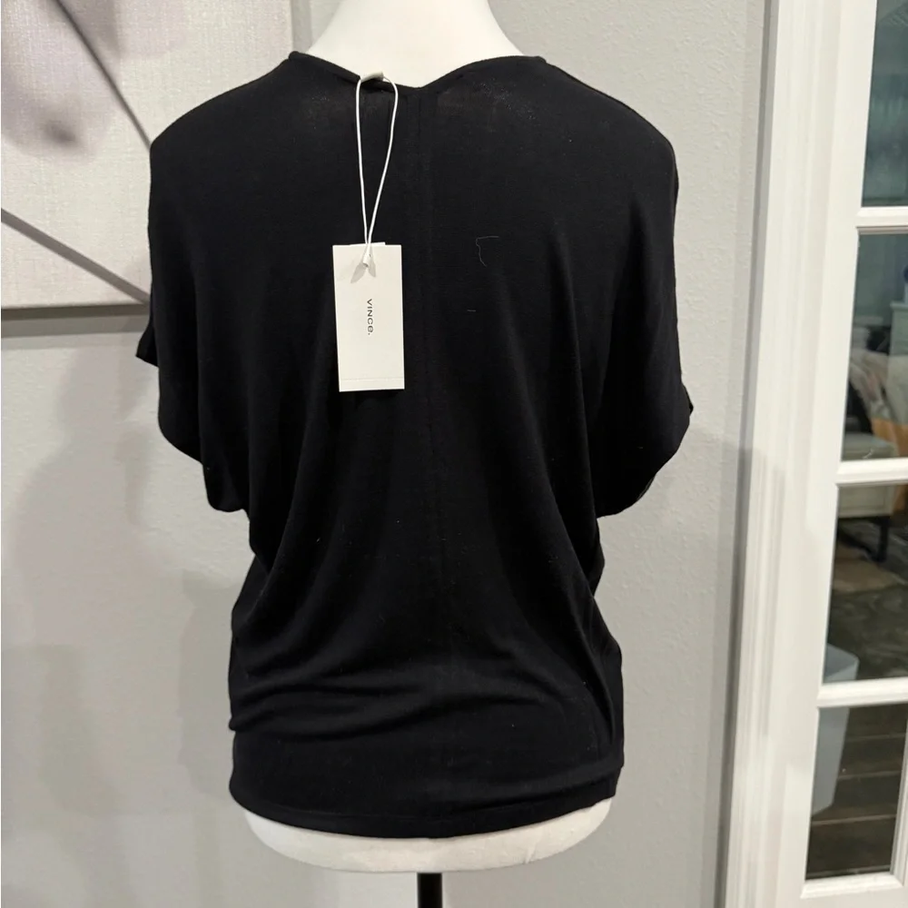 NWT Vince Black V-Neck Short Sleeve Top - Picture 2 of 5